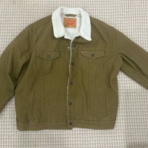 Levi's Olive Jacket with White Sherpa Lining